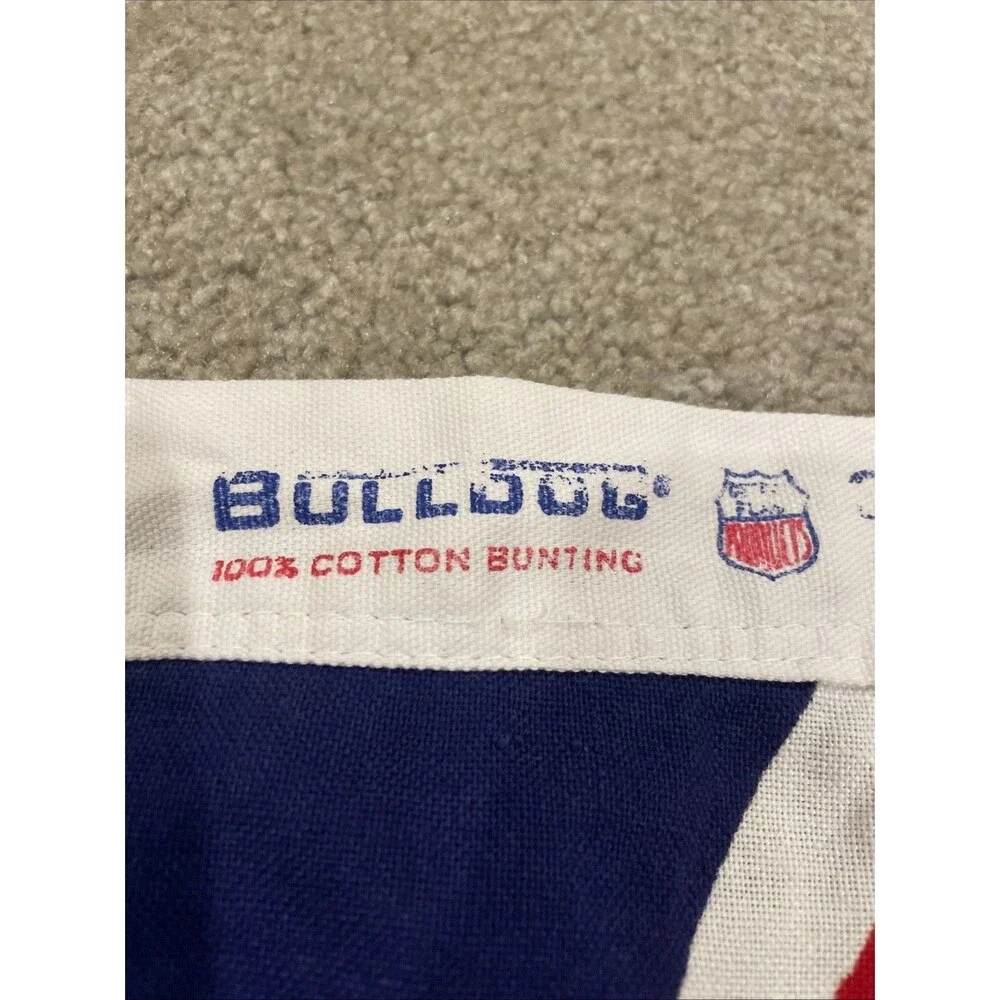 Vintage Bulldog BRITISH FLAG 3' x 5' DETTRA FLAG Made in USA Cotton Bunting